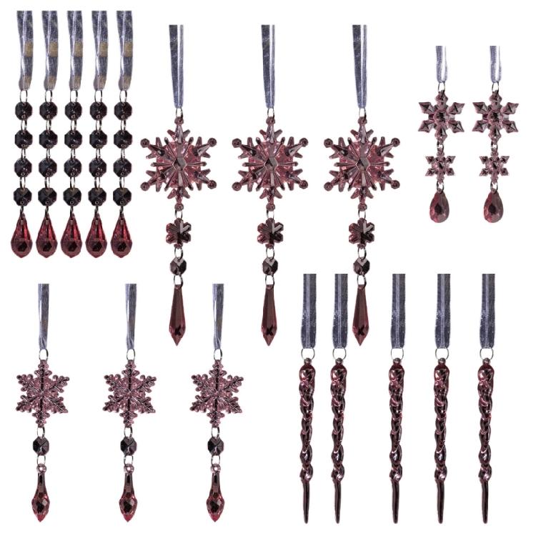 18Pieces Premium Acrylic Ice Christmas Ornamentation Crystal Snowflake Transparent Decors For Indoor Festival Display