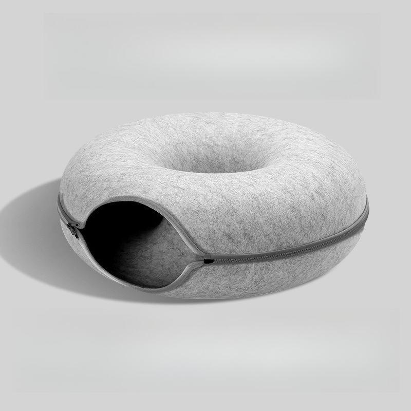 Circular Interactive Cat House Felt Donuts Cat Nests Tunnels Play Small Dogs Pet Houses One Nest Dual-use Suitable for Families with Multiple Cats