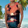 Hawaiian Tanks For Men Casual Fashion Sleeveless Summer Beach Printed Round Neck Tank Top