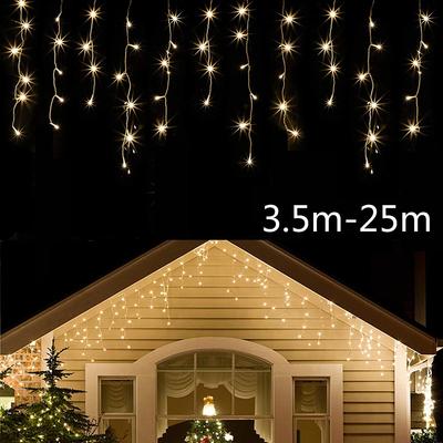 3,5-25 м светодиодные гирлянды, занавески, сосульки, гирлянды, рождественские огни, гирлянды для новогодней вечеринки, сада, свадьбы, террасы, украшения дома