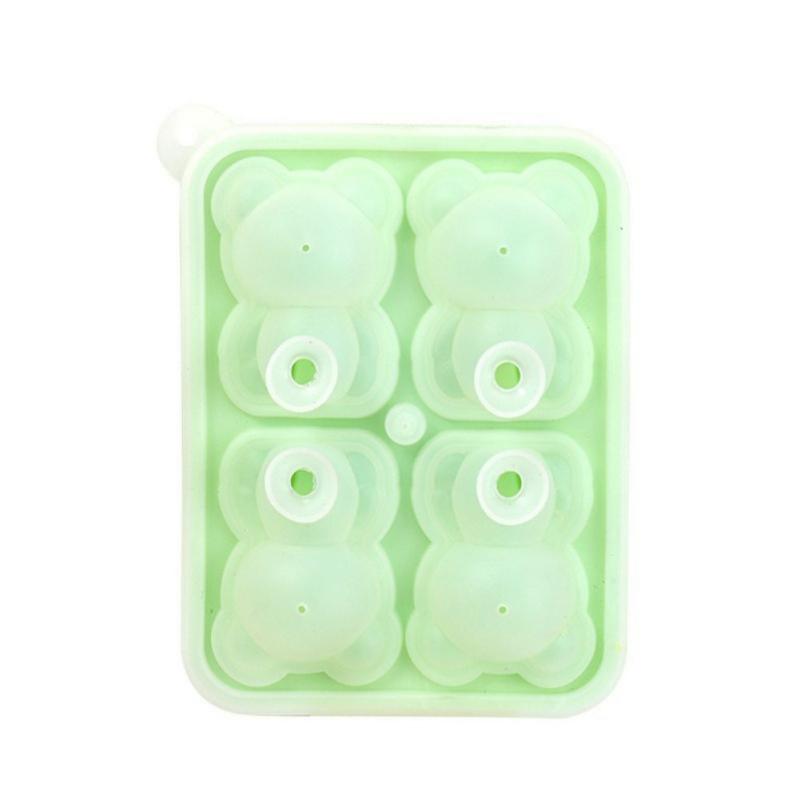 Форма для изготовления кубиков льда в виде плюшевого мишки 3D с силиконовой воронкой, 4 полости, поддоны для кубиков льда в виде медведя для виски, вина, коктейля, ледяного шара