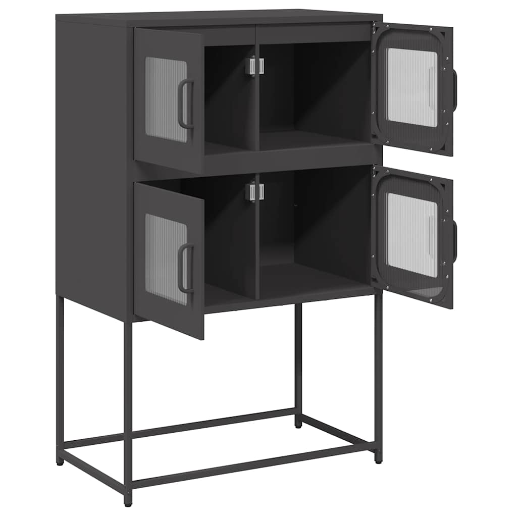 Komoda Wysoka Czarna 68X39X107 Cm Stalowa