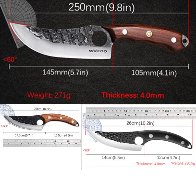 Кованый вручную нож-тесак для мяса Высококачественный набор шеф-ножей Многоцелевой нож Нержавеющая сталь Бытовой кухонный нож Нож для рыбы