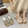 Beautiful Low-heeled Cool Slippers for Women's Summer Wear, New with Skirt One-word Flat Sandals