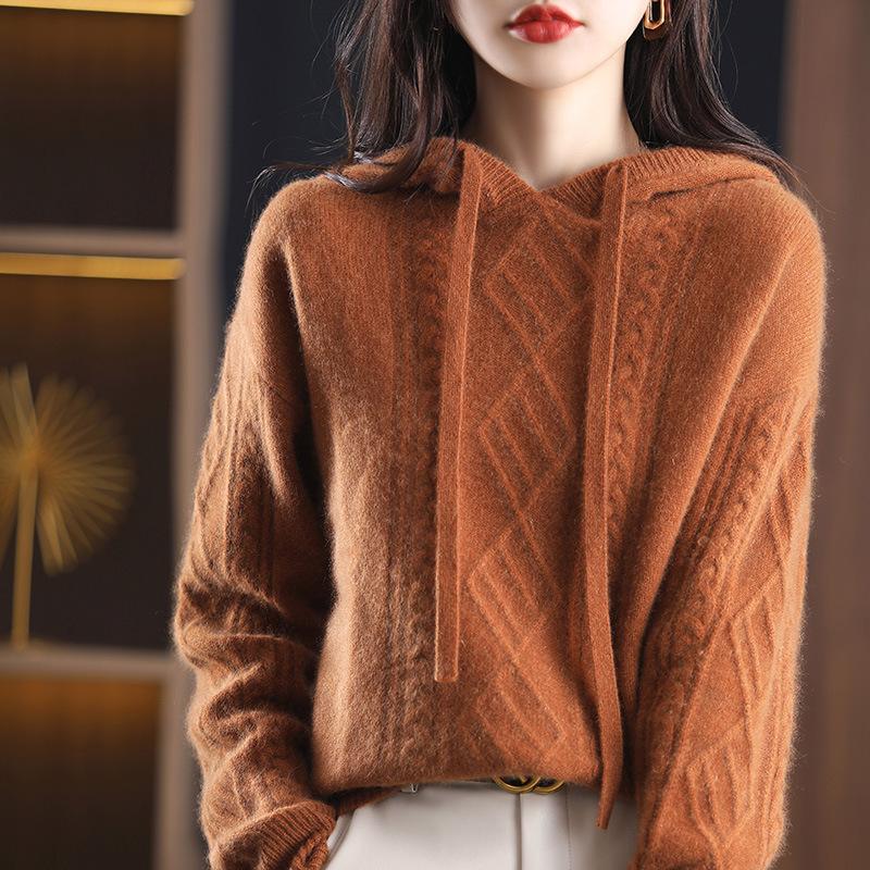 Осень и зима Новый Повседневный трикотажный свитер с капюшоном Корейский выпуск Свободный толстый трикотажный свитер