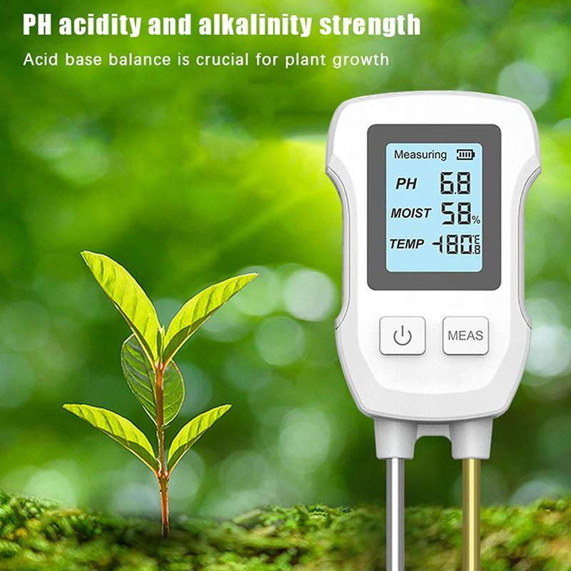 3 в 1 цифровой ЖК-измеритель почвы, измеритель температуры, влажности и pH с подсветкой, измерительный прибор для растений, цветочных растений, сада