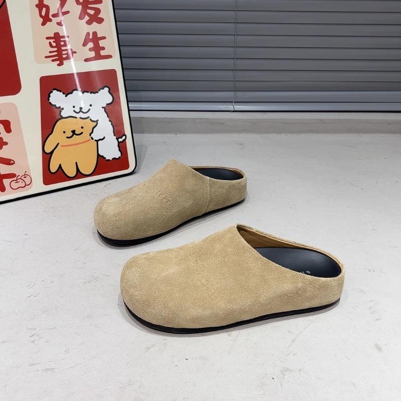 Модные женские модные шлепанцы баотоу Женские модные с круглым носком с глубоким вырезом из замши на мягкой подошве противоскользящие износостойкие туфли на плоской подошве