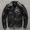 Кожаная куртка из натуральной кожи для мужской мотоциклетной одежды, съемная внутренняя подкладка, можно добавить защитное снаряжение, короткая кожаная куртка