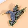 Elegant Vintage Hummingbird Brooch: Sparkling Diamond-Accent Women's Pin