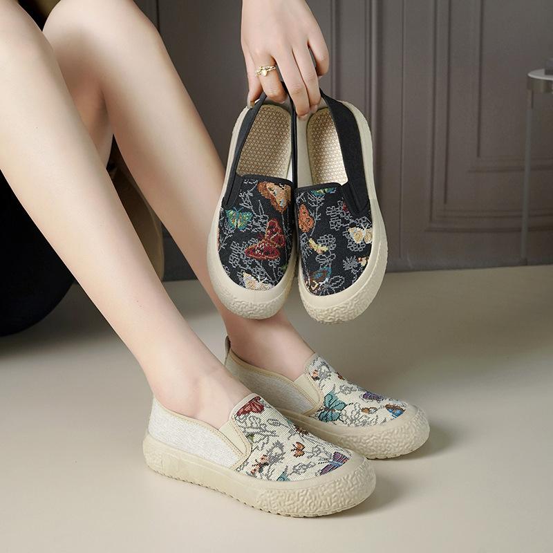 Embroidered Cloth Shoes Children's Spring New One-pedal Casual Sports Shoes Cloth Shoes Women
