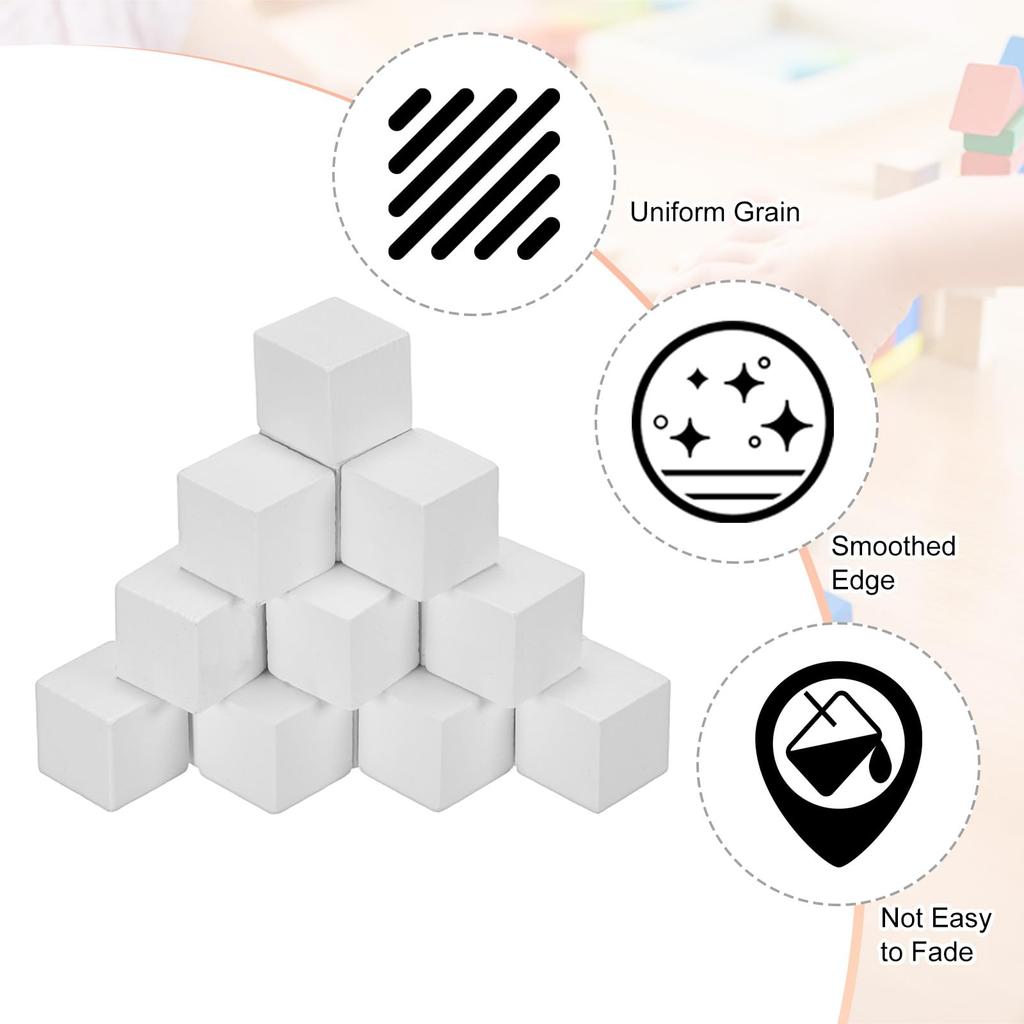 METERXITY 50 штук деревянных кубиков для поделок, 0,6 дюйма (1.5cm) Цветные блоки из натурального дерева для поделок, головоломок, игр, свадеб, домашнего декора, игральных костей и строительства,