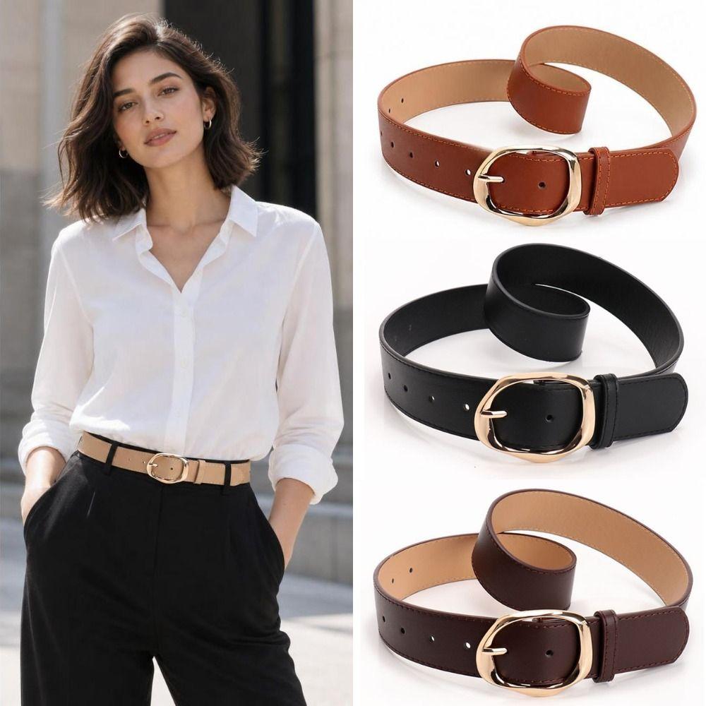 Oval Pin Buckle Waist Belt Faux Leather Leather Waistband Vintage Waist Strap Casual Daily Wear