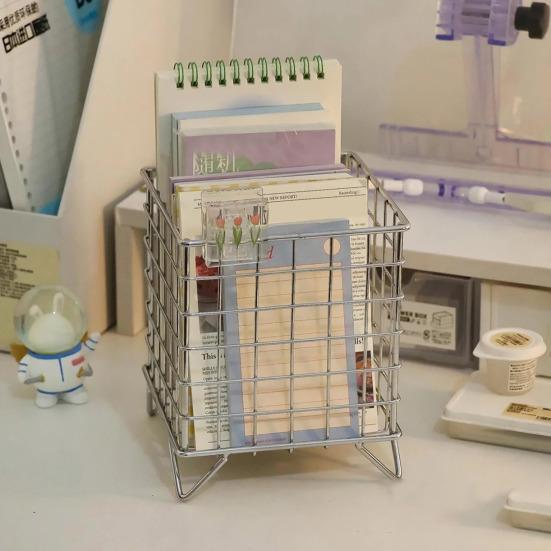 Железная полка для хранения, полая большая вместительная корзина для хранения из нержавеющей железной проволочной сетки, домашний офис, ванная комната, настольный чехол-органайзер