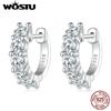 WOSTU Серьги-кольца из серебра 925 пробы, 2,0 карата, цвет D, VVS1, EX, муассанит, 3,5 мм, круглая огранка, с платиновым покрытием