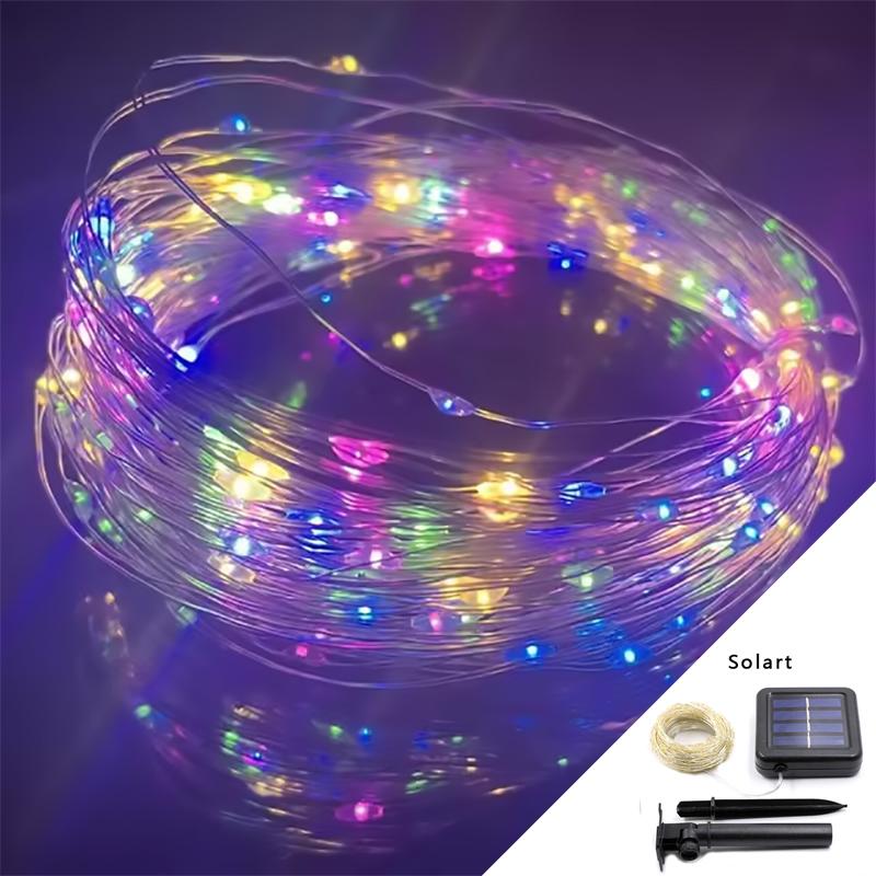 Solar Lights String LED Coppwer Wire Fairy Outdoor Garden Solar Lamps Patio Camping Garden Party Christmas Tree Decoration Lamps