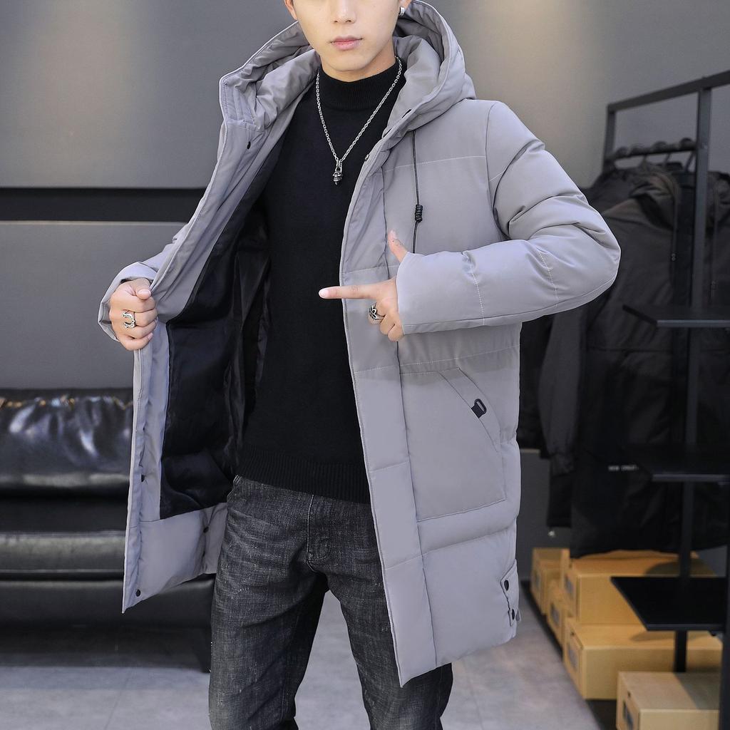 Men's Winter Coat Cotton Clothes Medium and Long Thickened Winter Clothes