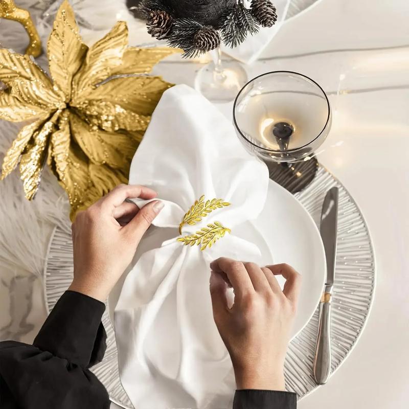 Stylish Gold Wheat Metal Leaf Napkin Rings Enhance Your Harvest Table Decor