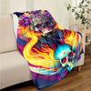 1 Piece Blanket Two Skeletons Car Interior Blanket Suitable For All Seasons Cozy Warm Soft Blanket Suitable For Sofa Bed Travel Camping Living Room