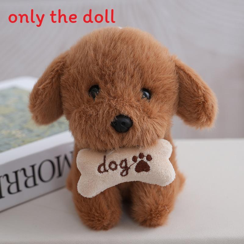 Cute Dog Plush Doll With Bone Decor And Letter Embroidery For Children And Fans