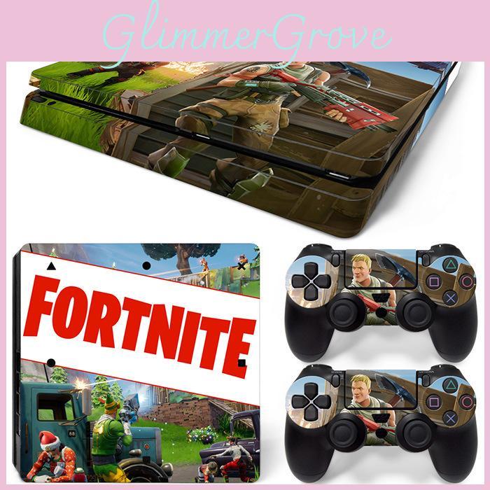 Тонкая консоль PS4 Наклейка для скина Fortnite Виниловая наклейка Наборы скинов для 2 контроллеров