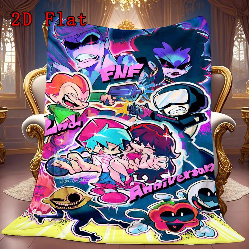 Friday Night Funkin 2D Flat Pattern Flannel Blanket High quality All Seasons Warmth and Comfort Perfect for Christmas Gifts.