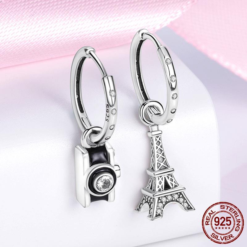 Новые серьги-кольца из серебра 925 пробы с подвесками для женщин, модные большие круглые модные серебряные серьги, изготовление ювелирных изделий