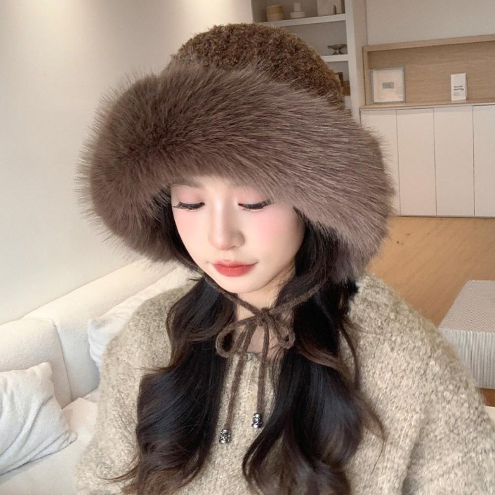 Warm Winter Plush Hat Thickened Ear Protection Hat Trendy Knit Hat  for Women