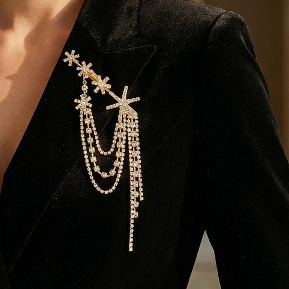 Light Luxury Star Tassel Brooch Clothes Accessories Light Luxury Broochs Gifts