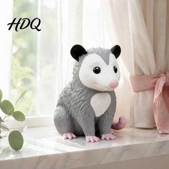 Очаровательный Декор Животных для Столов 3D Печатная Фигурка Опоссума Милая Сидящая Статуэтка Для Помещения На Улице Фигурки Опоссума Декор для Дома Крыльца Рабочего Стола,