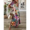 GMXIA Women's V-Neck Short Sleeve Dress Multicolour Printed Evening Dresses