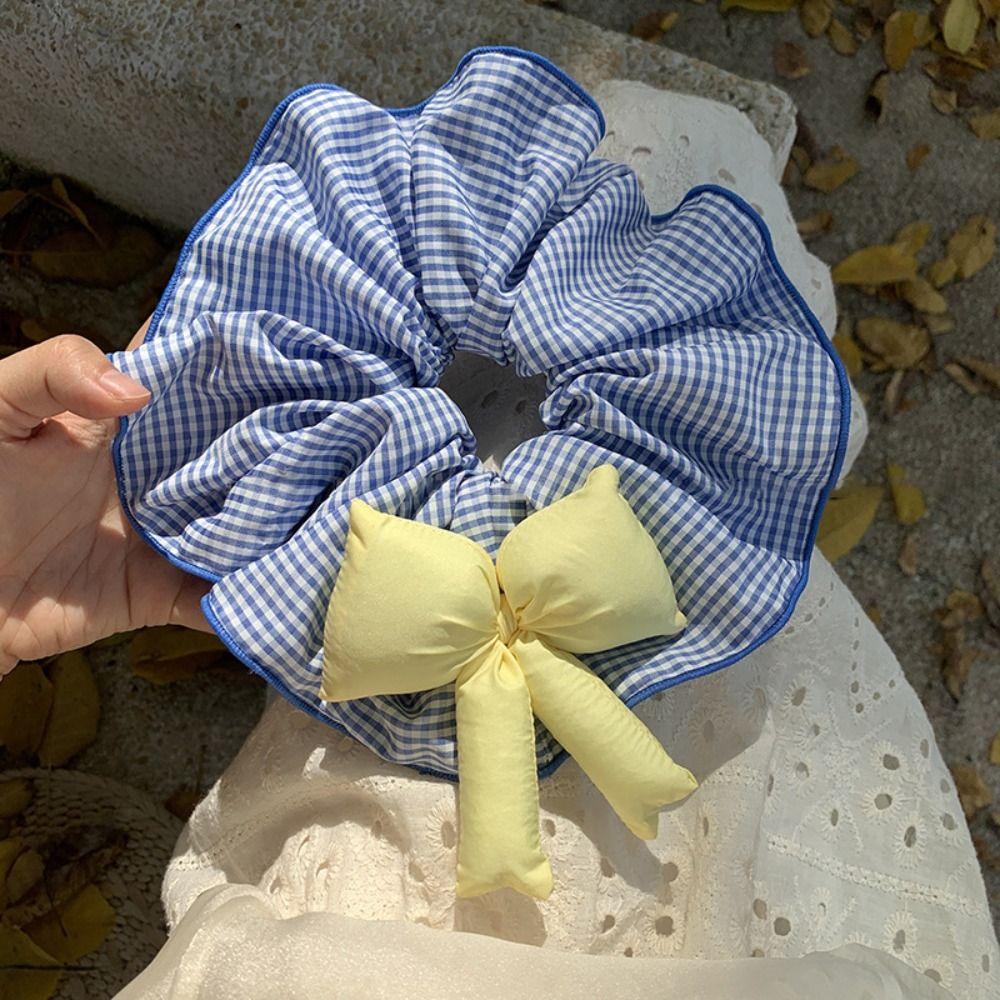 Тканевые резинки для волос с решеткой, милые большие резинки для волос, модные рюши для волос, веревки для вечеринок