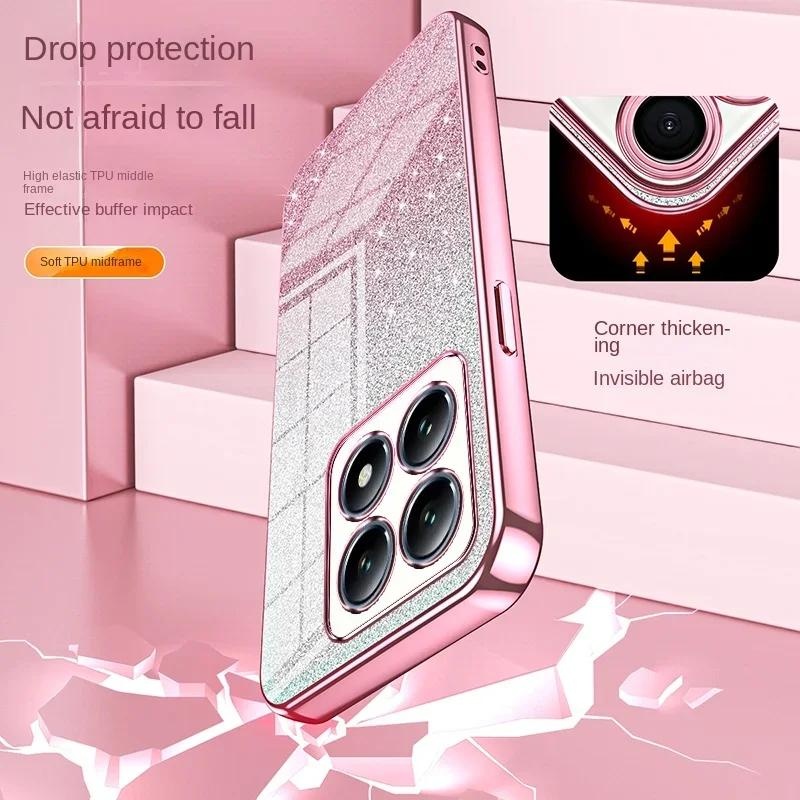 Градиентный цветной блестящий мягкий силиконовый чехол для Xiaomi Mi 14T Pro 13T 12T 11T 15 гальваническая рамка противоударный защитный чехол