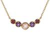 [R5622] - Silver Necklace 'Meghan' Purple Pink Red Gold - 18x4 Mm