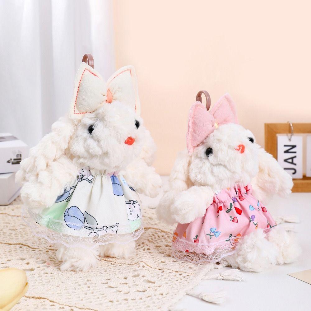 Rabbit Doll Drooping Ear Rabbit Pendant Bowknot Car Key Ring Plush Rabbit Keychain Small Gifts