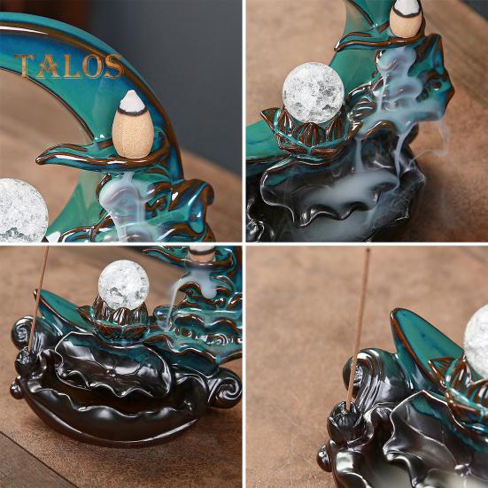 Лунная курильница, керамическая курильница с водопадом, хорошо продуманный держатель для благовоний, украшение для ароматерапии, дом