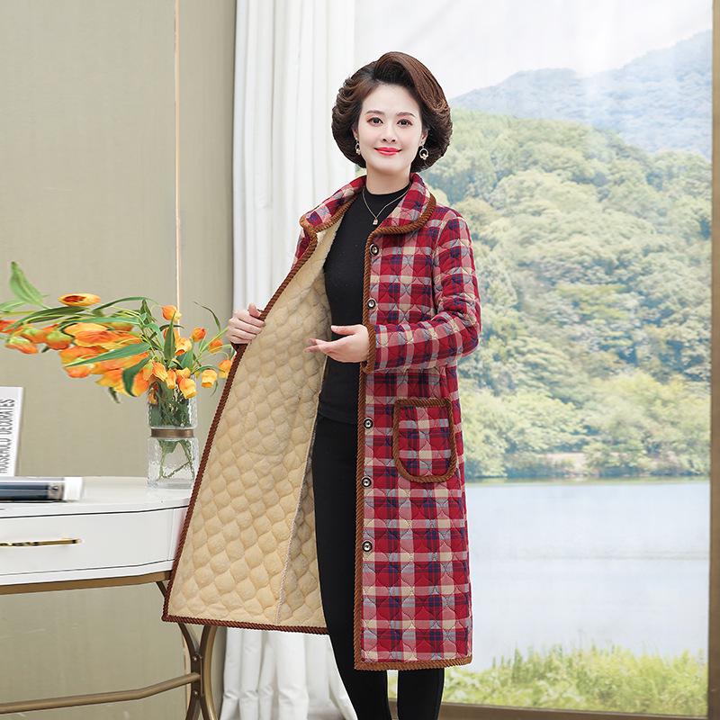 Женское легкое хлопковое пальто с бархатом, средней/длинной длины, модное теплое для осени/зимы, идеально подходит для мам среднего и пожилого возраста