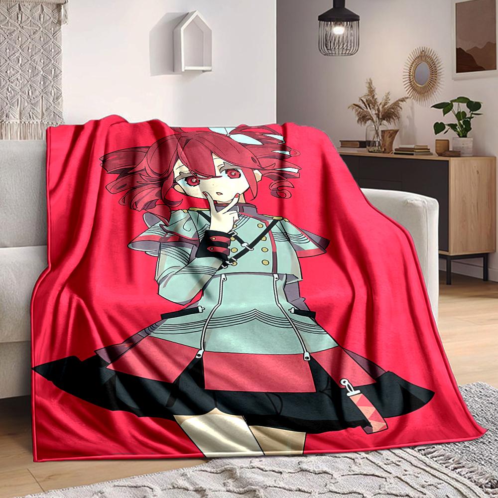 1Pc Pink Background Anime Girl Blanket Soft And Comfortable Casual Warm Camping Travel Christmas Halloween Xmas Gift M924222