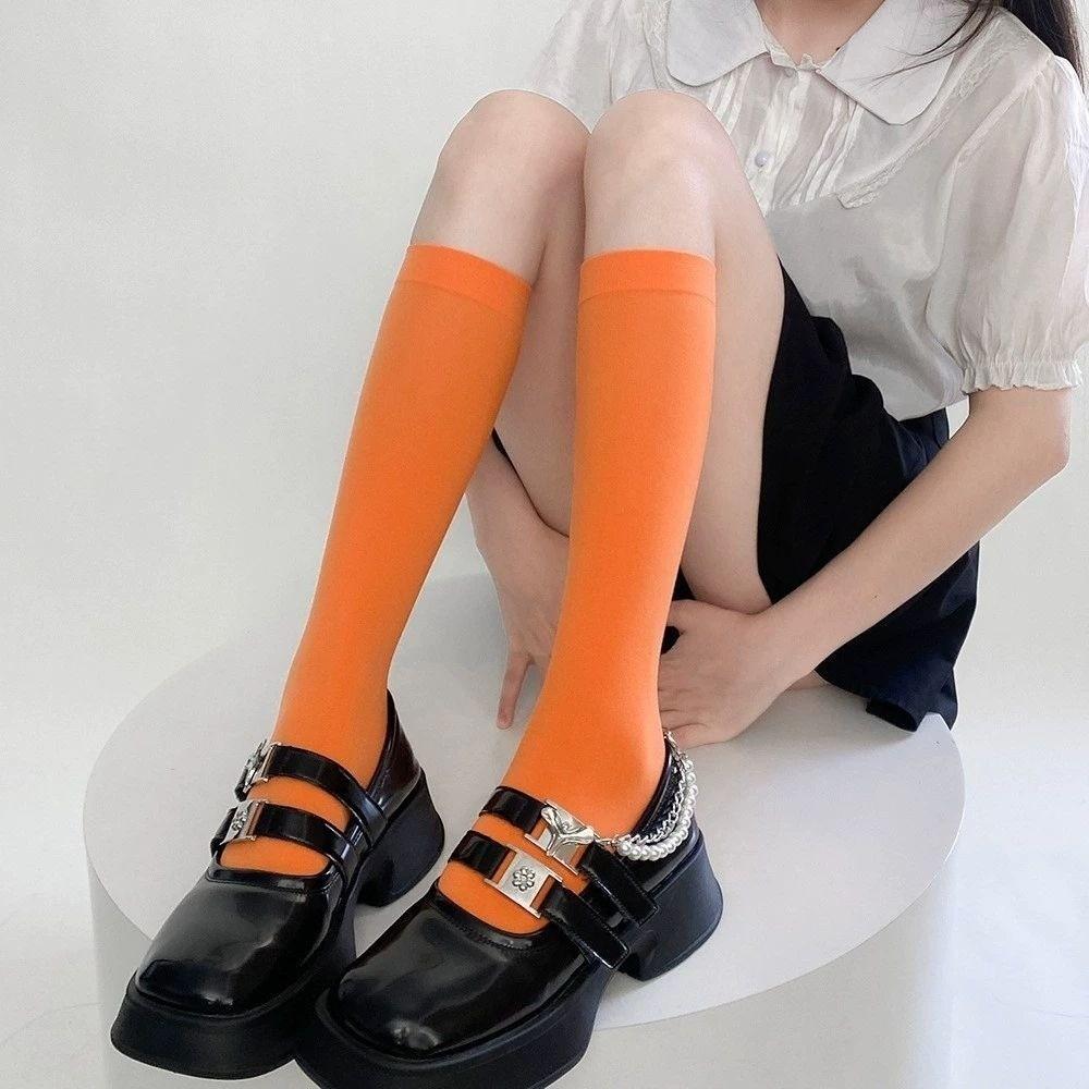 Colorful Candy Calf Socks Candy Color Middle Tube Socks Korean Hosiery Women