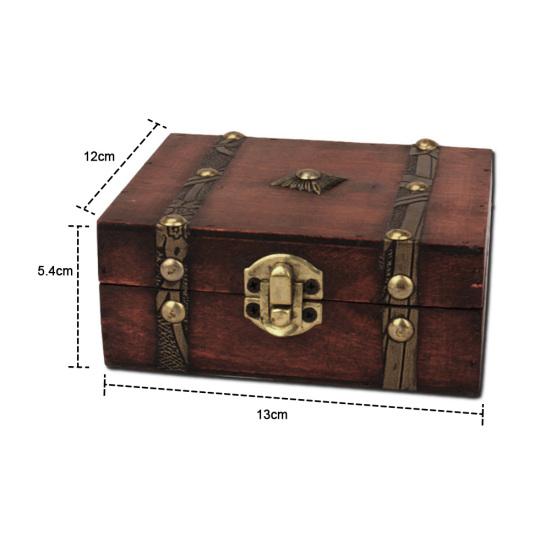 Retro Wooden Lock Catch Jewelry Gift Storage Box Container Sundries Organizer
