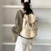 New Pull Rope Pleated Flip Student Backpack Backpack Girls Nylon Niche Large Capacity Backpack Women