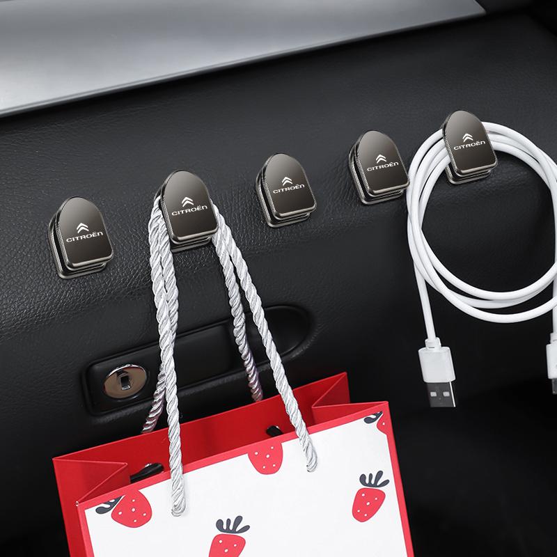 TCJH7 Metal Hooks Car Interior Storage Organizer Hook For Citroen C3 C5 AIRCROSS C5X C4 Cactus e-C4 X e-C3 Berlingo C-Elysee C1 C6 C2