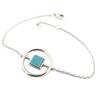 [P8009] - Silver Bracelet 'Boho' Turquoise Silver (rhodium Plated) - 17 Mm