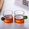 110ml Espresso Cups Small Cup Home Glass Ball Handle Coffee Cup Tea Water Cup Heat Resistant Glass Teacups Juice Mug Table Decor