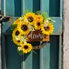 Sunflowers Wreath with Welcome for Front Door Christmas Wreath for Farmhouse Outdoor Garden Wedding Decorations
