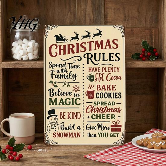 Decorative Board for Living Room Christmas Wood Sign, Vintage Santa's Sleigh Parking Only Wall 2D Sign Rustic Farmhouse Wooden Hanging Plaque