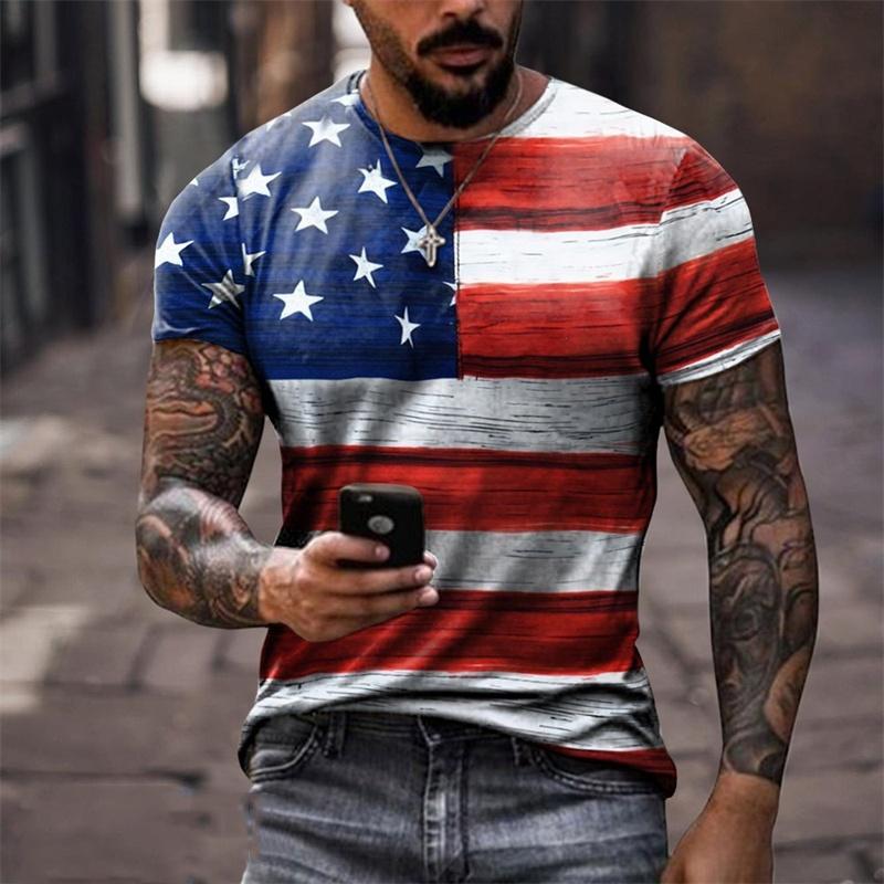 Jesus Christ Pattern T Shirt For Men American Flag 3D Printed Short Sleeve Tops Summer Casual Round Neck Loose Tee Shirts