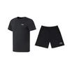 Plain Logo Print Simple Fitness Quick-Dry Comfortable Crew Neck Pullover Short Sleeve T-Shirt Casual Sports Set ATSS069-1+YKSV147-2