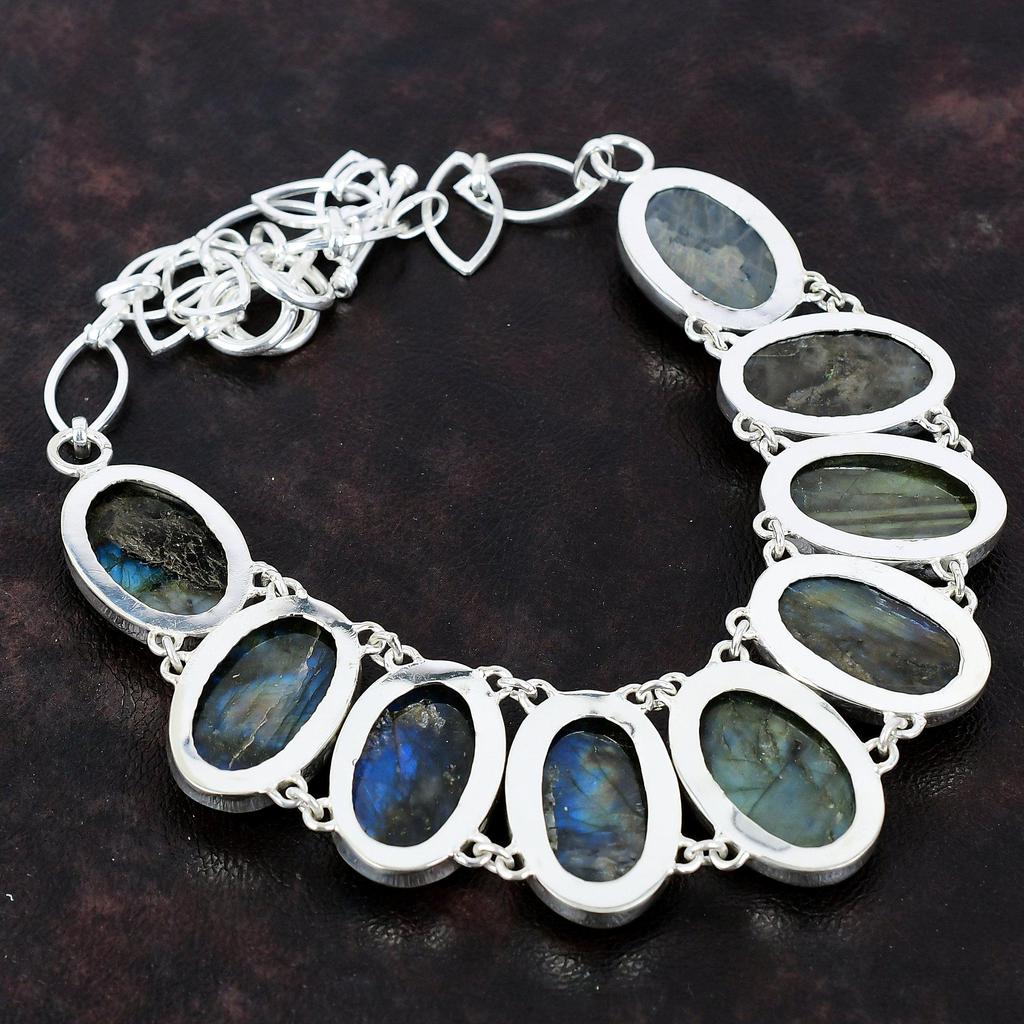 Rainbow Mystic Fire Labradorite Necklace Real Gemstone Jewelry 925 Sterling Silver Necklace Handmade Adjustable Chain Necklace Gift For Girl