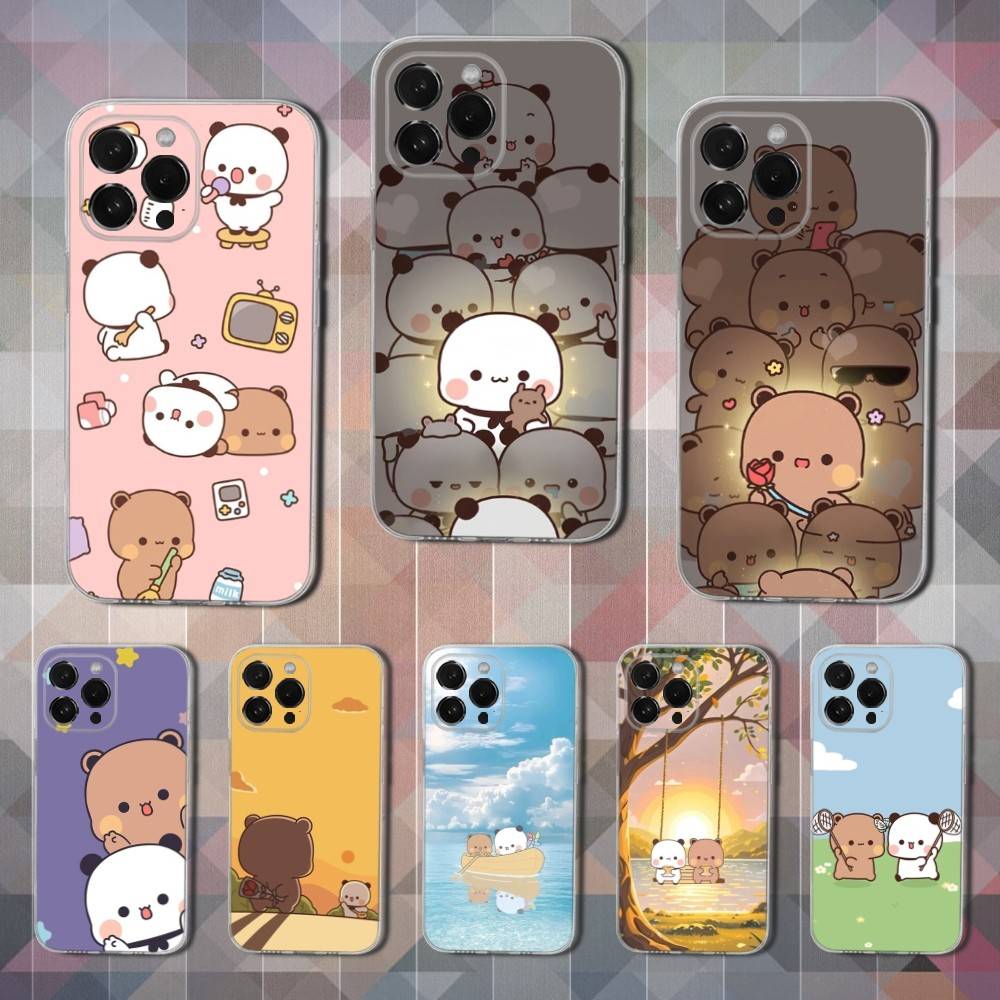 Милый Мультяшный Чехол B-BuBu D-DuDu для iPhone 16,15,14,13,12,11 Pro,Max,Plus,X,XS,XR,SE,Mini Прозрачный Мягкий Чехол