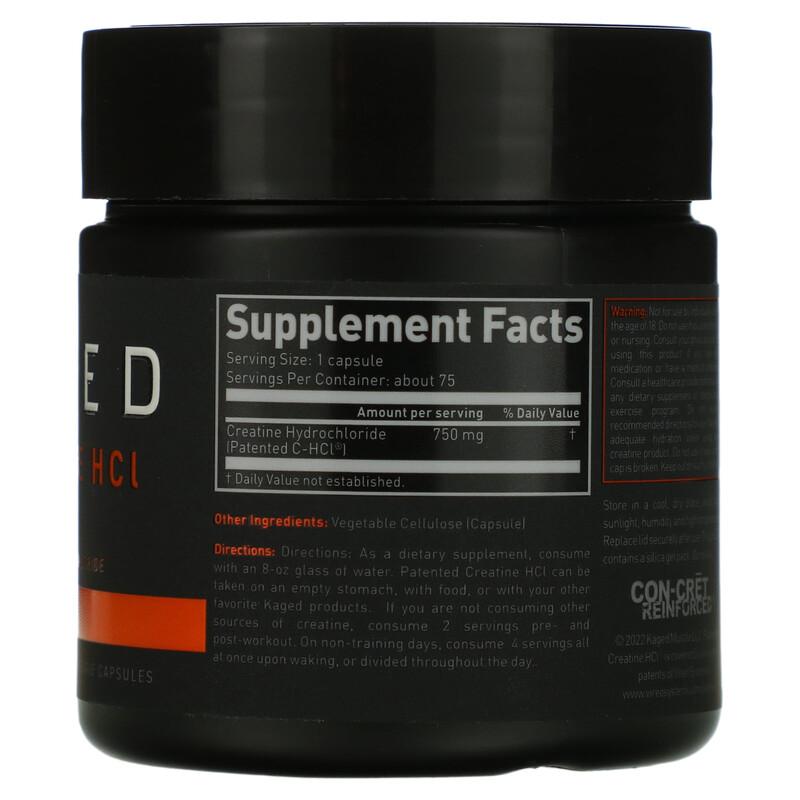 Creatine HCl, 75 Veggie Capsules (750 mg per Capsule)